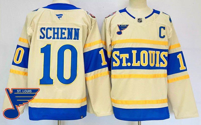Men St.Louis Blues #10 Schenn Cream Fanatics 2025 NHL Jersey style 3